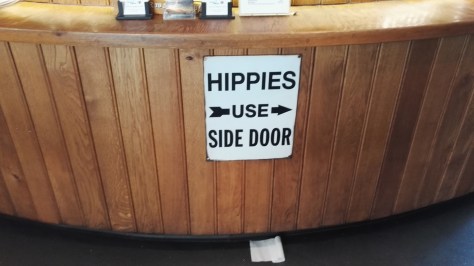 Sign at the counter at Bluenote cafe in Glastonbury