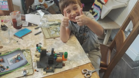 H with his birthday MInecraft Lego