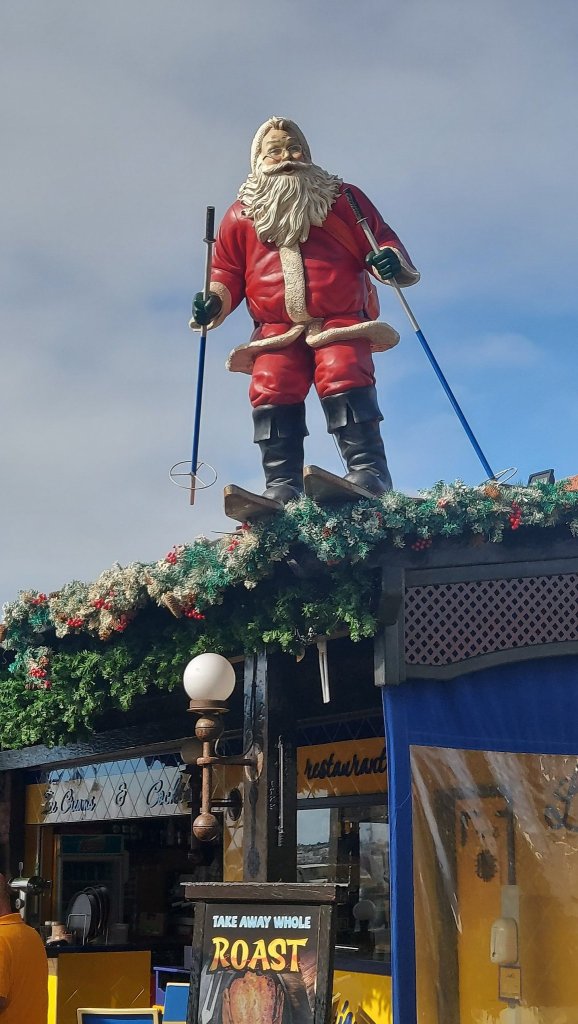 Santa skiing, at your age!
